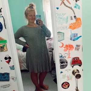 Love Fire Gray Long Sleeved T-Shirt Dress